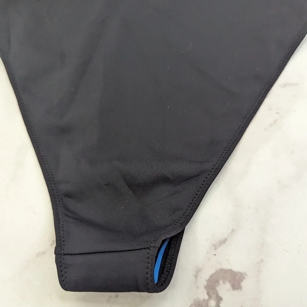 Good American Swim Bottom Women Black High Rise Bikini Cheeky Scuba